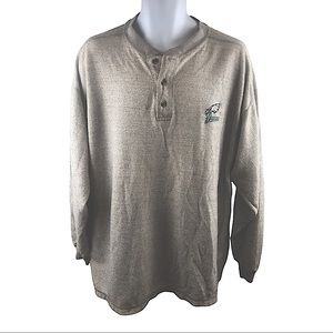 Philadelphia Eagles Mens Size XL 1/4 Button Down Long Sleeve Gray / White